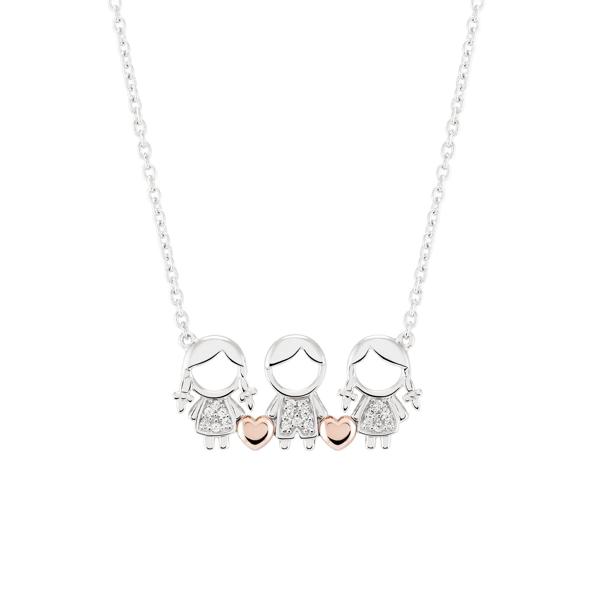 Colar Prata Unike Mum Double Girl & Boy